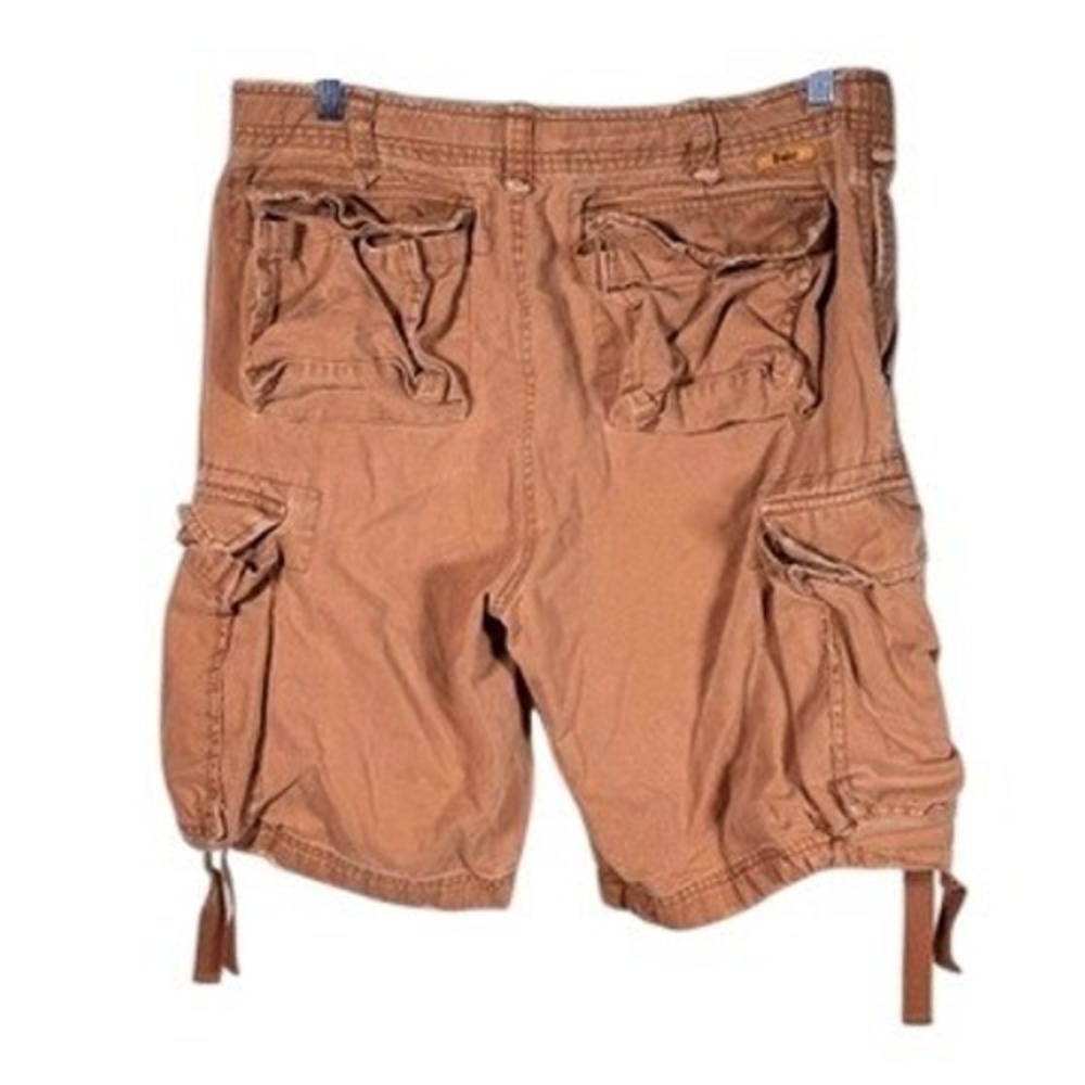Mens orange‎ Brown Cotton Cargo Shorts men's 32 heavy paratrooper baggy long